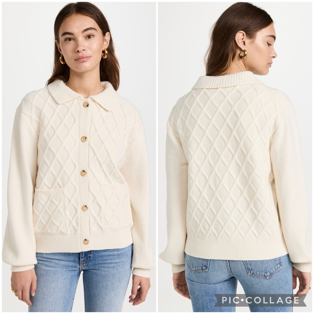 Ciao Lucia Tomayo Cardigan Ivory 100% Merino Wool Cable Knit NWT XS - Picture 7 of 16